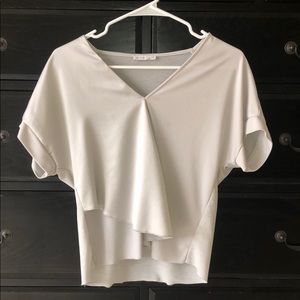 Bluish Grey V Neck Top